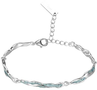 Jesuky Armband Silber, Armband Damen 925 Drip Emaillierter Fluss Armband Schlicht Silver Bracelet Silber Blau Für Damen Geschenke Geburtstag Valentinstag Geschenck