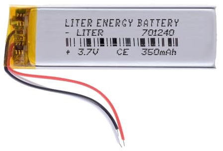 Batterie à 3 Fils 701240 LiPo 3.7V 350mAh 1.295Wh 1S 5C Liter Energy Battery Rechargeable avec PCM thermistance NTC Montre électronique Ne Convient Pas à la Radiocommande 42x12x7mm (3P|350mAh|701240)