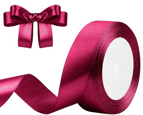 Geschenkband Fuchsia 25mm x 23m Satinband Fuchsia Schleifenband Geschenkband Satinbänder für Geschenkverpackungen, Basteln, DIY, Nähen, Brautparty-Dekoration, Christbaumschmuck