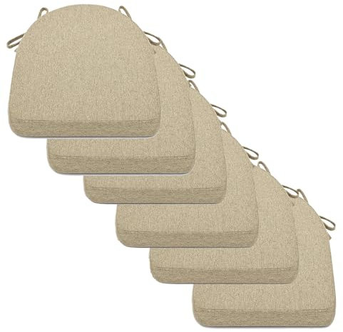 2/4/6er Set Sitzkissen Stuhl Waschbares Stuhlkissen mit Bindeband 40x40/45x45/50x50cm Rutschfestes Sitzpolster halbrund geeignet for Gartenstuhl, Esszimmerstuhl oder Bürostuhl(Khaki,6pcs:40x40x5cm)