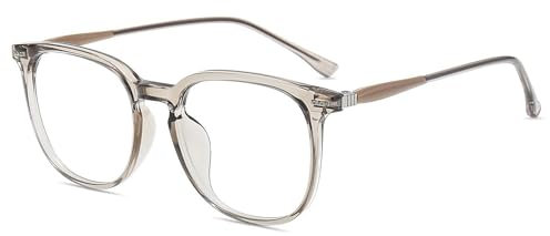 Firmoo Blaulichtfilter Brille ohne Sehstärke für Damen Herren Übergroß Brille Blockieren Blaue Licht von PC Gaming, TV und Handy Runder Rahmen Computerbrille Lichtbraun
