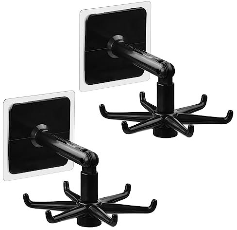 Homirty Rotatif à 360° Porte Ustensiles Cuisine,2 Pièces Crochet Adhésif Rotatif à 360 °,Support Ustensiles Cuisine avec 6 Crochets,pour Cuisine,Bains,Bureau