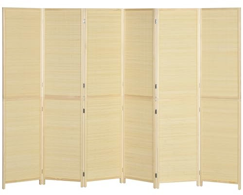 HOMCOM Paravent intérieur en Bambou 6 Panneaux 270 x 180 cm séparateur de pièce cloison de séparation Pliable - Naturel
