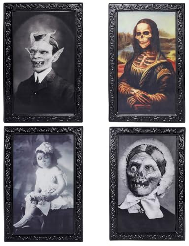 Hoshisea 4 Stück 3D Halloween Bild, 3D Lentikular Magic Hologramm Wackelbilder, Halloween Hologramm Bild Horror