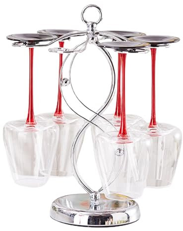Tisch-Weinglasregal – Metall-Weinglasregal mit 6 Haken, Glas-Aufhänger, Glas-Aufbewahrungsregal, elegantes Präsentationsregal, Küchenbar-Dekoration