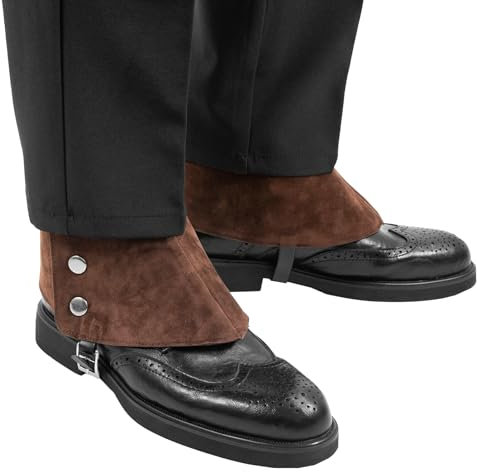 20er Jahre Stiefelüberzüge für Männer,Kostüm Herren Schuhe Kostümzubehör Gamaschen Herren,Gangster Party und Karneval (M, Kaffee)