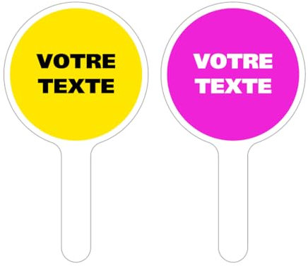 PANNEAU À MAIN PERSONNALISÉ. PANCARTE À MAIN PERSONNALISÉ. PALETTE DE SIGNALISATION PERSONNALISÉ. RAQUETTE PERSONNALISABLE. PANNEAU PERSONNALISABLE À MAIN.