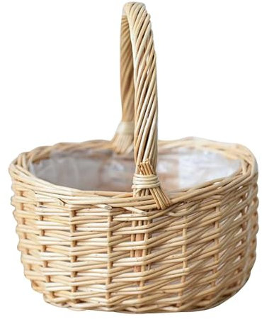 Weidenkorb, handgefertigter Rattan-Blumenkorb mit Griff, Weidenkorb für Hochzeit, Blumenmädchen, Ostereier, Jagdkorb für Geschenke, Dekoration, Party, Picknick