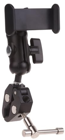 Versatile Metal Mount with Clip Sturdy Metal Support with Phone Rack for Gym Kitchen & Tripod Applications