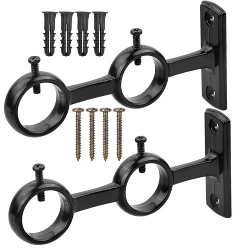 Duronge 2 soportes para barra de cortina, barra de cortina de montaje en pared de 28 mm, soporte de cortina de metal, soporte para barra de cortina, barra de ducha con tornillos