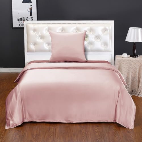 LilySilk 22MM Reine Maulbeerseide Bettwäsche-Set 2-teilig Bettbezug 135x200cm Kissenbezug 80x80cm einfarbig ultraweich und komfortabel für Luxus-Schlafzimmer,Altrosa