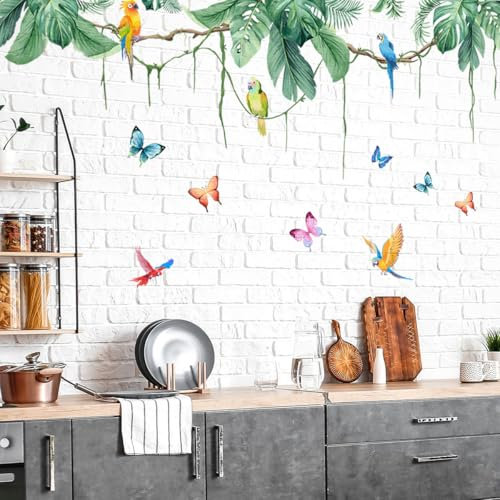 Purekay Stickers Muraux Plantes Tropicale Vertes Autocollants Pendaison Vigne Décoration Murale Chambre Salon Bureau