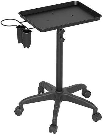 FIVMEN Friseurwagen Rollwagen auf Rollen Salon Rollwagen Salon Trolley mit Ablagefläche Höhenverstellbare Kosmetikwagen Servicetablett Tablettwagen für Friseur Salon Spa Beauty