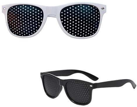 2 gafas de cuadrícula para entrenamiento ocular, gafas Pinhole Glasses con patillas plegables, gafas perforadas originales para relajación, visión, mejora, ideales para gafas de rejilla para la