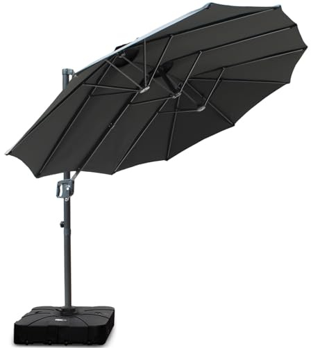 RANSENERS Ampelschirm Doppelsonnenschirm Oval 400x240cm - Schirmständer Optional - Sonnenschirm mit 360° Drehbar - UV50+ Stoff Schützen Sie sich vor Sonnenstrahlen im Garten