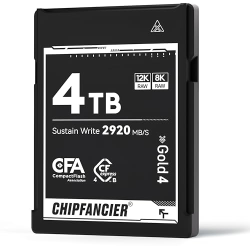 CHIPFANCIER CFexpress 4.0 Type B 4 * 968GB Memory Card Up to 3550MB/s Read 2920MB/s Write-Raw 8K Video Recording Black