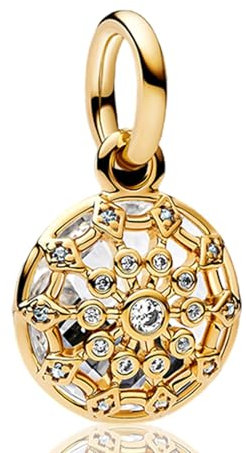 Rimgoris 925 Sterling Silver Pendants Charm for Women Bracelets Gold Hollow Circle 5A Cubic Zirconia Christmas Birthday Gift Charms for Women