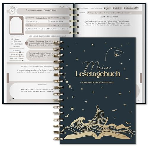 BIROYAL Book Journal 2026: 224 Seiten Reading Journal & Lesetagebuch Erwachsene mit Platz für 52 Bücher – Buchjournal A5 zum Notieren und Genießen des Lesens – Buchclub Bücher zubehör, Buch Gadgets