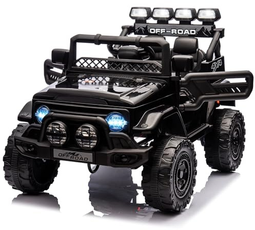 Garvee Voiture Électrique 12V, Véhicule Électrique avec Télécommande 2,4G, 3 Vitesses, Musique & LED & Klaxon, Auto Électrique pour Enfants 3+ Ans