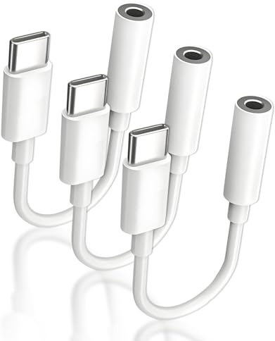 3 PCS USB C auf 3.5mm Klinke Adapter, Aux Adapter Kopfhörer mit Mikrofon, Unterstützt Musik Hören, Telefonate, Live-Streaming und Fernbedienung, Langlebig, Tragbar, Universell Kompatibel, Plug & Play
