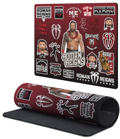 Head Case Designs Offizielle WWE Sticker Collage Roman Reigns 9.84 x 11.81 x 0.12 inches (250 x 300 mm) - S Gaming-Schreibtisch PC-Tastatur Mauspad
