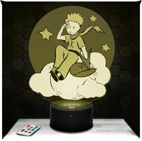 Lampephoto.fr - Lampe Der klei ne prinz 3D Touch Nachtlicht St Exupéry | Made in France, Sockel & Größe wählbar, dimmbar, Batterie/USB, HD-Lasergravur, Geschenk für Kinder