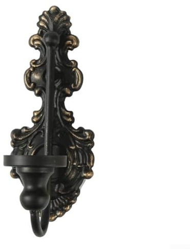 Accarugty Wand-Kerzenleuchter aus Gusseisen, Antik-Weiß, Vintage-Stil, Halter für Standard-Kegelkerzen, dekorativer Akzent für Wohnzimmer, Esszimmer (schwarz)