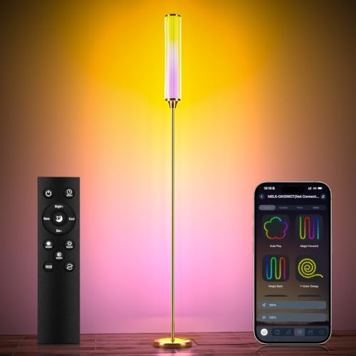 FRIDEKO HOME Stehlampe Wohnzimmer RGB für Wohnzimmer & Gaming-Dekoration | Stehlampe mit App-und Fernbedienung Hohe Ecklampe für Schlafzimmer (Black)