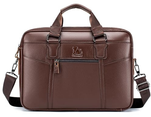 pundarika Sacoche Homme Cuir Vintage – Grand Sac Ordinateur 15,6 Pouces & Cartable Bandoulière – Mallette de Travail Business – Besace Multi-Poches pour Bureau et Voyage | cuir véritable