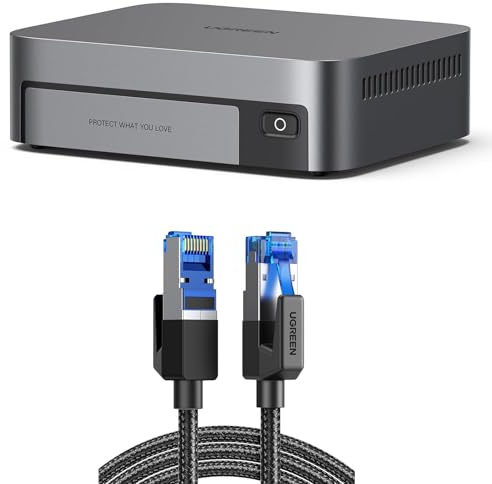 UGREEN NASync DXP480T Plus 4-Bay All-Flash Diskless NAS + 2M Cat8 Cable, Intel i5 1235U 10-Core, 8GB DDR5, 128G SSD, 10GbE, Wi-Fi 6, 4×M.2 NVMe, 8K HDMI, 2×TBT4 |40Gbps 2000Mhz Flat Braided RJ45