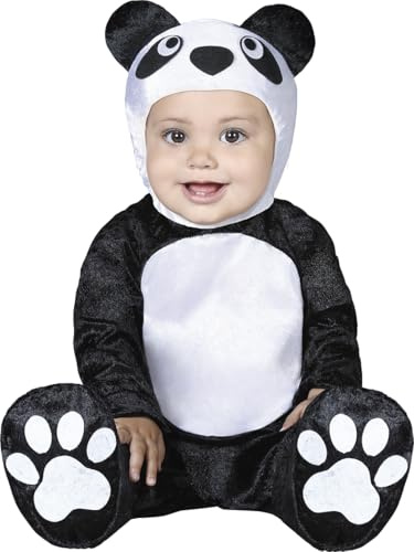 FIESTAS GUIRCA | Baby Panda Kostüm (12-18 Monate) - Kapuze, Overall und Füße - Tier- und Bärenkostüme für Halloween, Karneval und Kostümpartys - Ideal für Unisex-Babys - Schwarz und Weiß