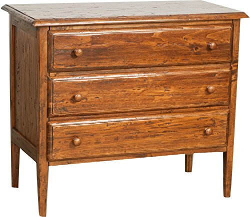 Biscottini Commode Style Rustique en Bois Massif de Tilleul Finition Noyer L100xPR48xH85 cm