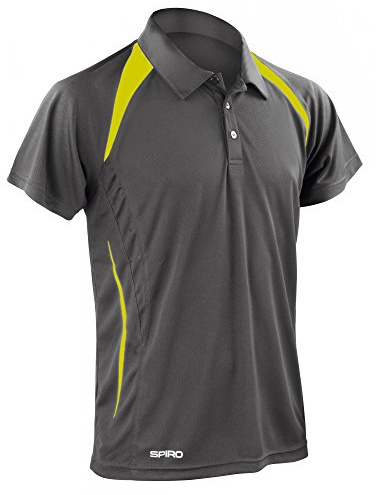 Spiro Mens Sports Team Spirit Performance Polo Shirt (2XL) (Grey/Lime)