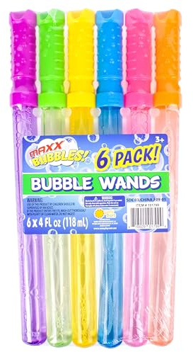 Sunny Days Entertainment Maxx Bubbles 4oz Bubble Wands – 6 Pack Bubble Wand Toy | Summer Fun, Outdoor Birthday Party Favors for Kids, 101799 Blue