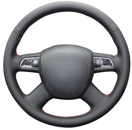 MEWANT Lenkradbezug für Audi A6 C6 Q5 Q7 S8 Alt A4 B7 B8 Hand Nähen Lenkradhülle aus Mikrofaser-Leder Lenkradschoner