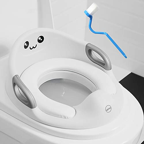 AGAKY Kinder Toilettensitz, Kloaufsatz Kinder passt auf Runde und Ovale Toilette, Kinder WC Sitz mit Abnehmbaren Polster und Hoher Spritzschutz