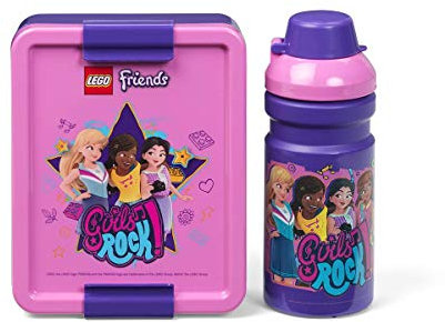 Room Copenhagen Lego Friends Lunch-Set – lustige und funktionale 390-ml-Flasche und Lunchbox für Kinder und Erwachsene, spülmaschinenfest, perfekt für Mahlzeiten unterwegs, Flieder und Lila