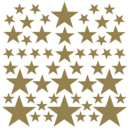 PREMYO 54 Sterne Wandsticker Kinderzimmer Mädchen Jungen - Wandtattoo - Wandaufkleber Selbstklebend Gold