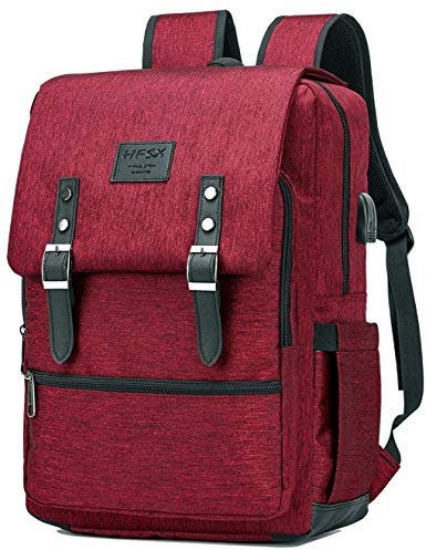 HFSX Vintage Backpack Anti Theft Laptop Backpack Men Women Business Travel Computer Backpack College Bookbag Stylish Water Resistant Vintage Backpack with USB Port Fits 15.6 Inch Laptop