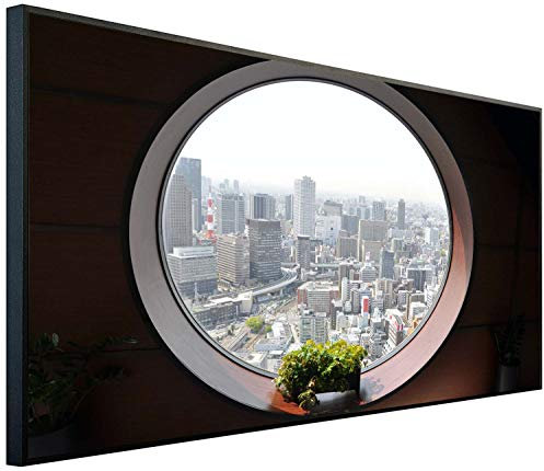 Ecowelle Infrarotheizung mit Bild | 1200 Watt | 60x120 cm | Infrarot Heizung| | Made in Germany| d 130 Landschaft durch Fenster
