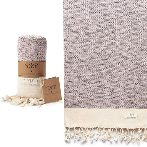 SMYRNA TURKISH COTTON Vintage-Serie – Türkisches Strandtuch aus Baumwolle, 94×180 cm, extra groß, schnell trocknend, sandabweisend, leicht, für Strand, Pool, Spa & Reise, Blush Pink