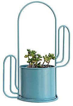 U. Uberlux Blumentopf mit Metallstäben, Stiftehalter Schreibtisch, Aufbewahrungshalter Blumentopf Kaktus, Übertopf Metall Pflanzentopf Petrol