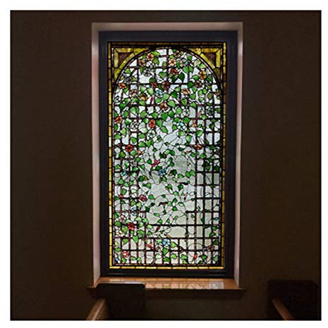 Siunwdiy Película de privacidad para Ventanas de Vidrio, películas de Cristal de Ventana Falsas manchadas escarchadas, Pegatina de Vidrio de vidrieras de Iglesia Retro,#03,60x120cm(24x47)