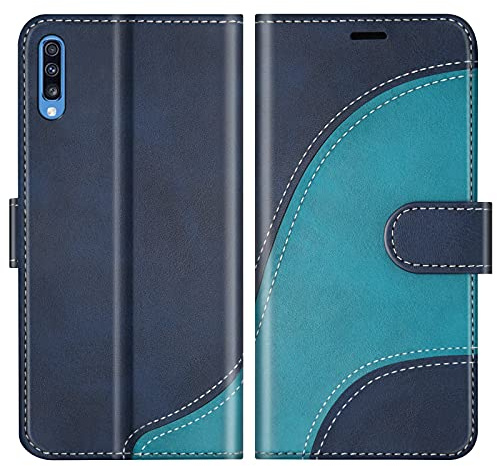 BoxTii Hülle für Galaxy A70 / Galaxy A70S, Leder Handyhülle für Samsung Galaxy A70 / Galaxy A70S, Ledertasche Klapphülle Schutzhülle mit Kartenfächer und Magnetverschluss, Blau