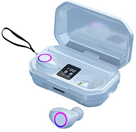 TWS Bluetooth 5.0 Auricolari Wireless IPX7 Impermeabile Hifi Stereo BASS Cuffie CVC 8.0 E DSP ACCELLENZA Auricolare Auricolare Con Microfono, Custodia Per Ricarica USB-C 2000Mah,Bianca