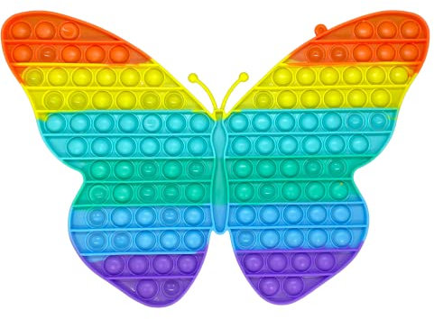 KUNSTIFY XXL POP Regenbogen Fidget Toy Antistress Spielzeug für Erwachsene Kinder Anti Stress Pop groß Figetttoys Fidget Toy Set Figet Bubble Push pop XXL Regenbogen (Schmetterling)