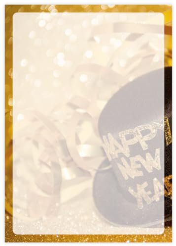 Briefpapier Silvester DIN A4 - Papier Sylvester-Party - 20 Blatt - Motiv Nr. 048 | 80g/m²
