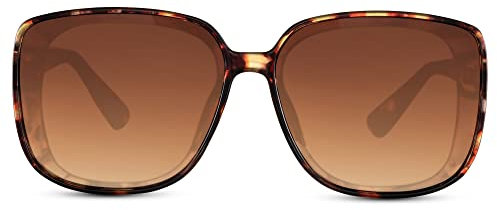 Cheapass Sonnenbrille Übergroße quadratische Schmetterlingsmode, braune Halbschattierung mit braunen Verlaufsgläsern UV400 geschützt Frauen
