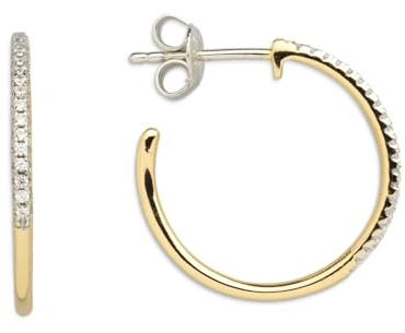 Xenox Damen 925 Sterling Silber Creolen 20 mm mit Zirkonia in goldfarben - MODERN CLASSIC - XS3524G
