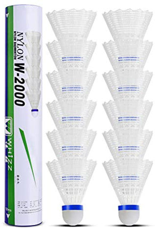 12 Stück Nylon Federbälle Badminton, Badminton Bälle, Batting Training High Speed Badminton Bälle Stabil und Langlebig, mit hoher Stabilität und Haltbarkeit Gänsefedern Federball